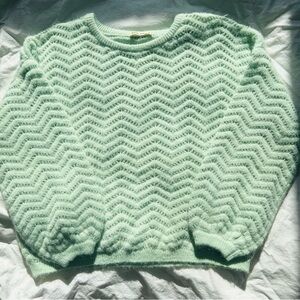 Marine Layer Mint Green Chevron Knit Crewneck Sweater